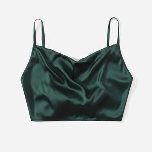 Dark Green Crop Cmi Satin Top